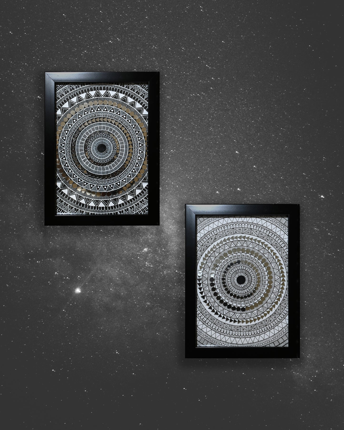 Eclipse & Lumina - Handmade Mandala Art Pieces 23x17cm - PACK OF 2