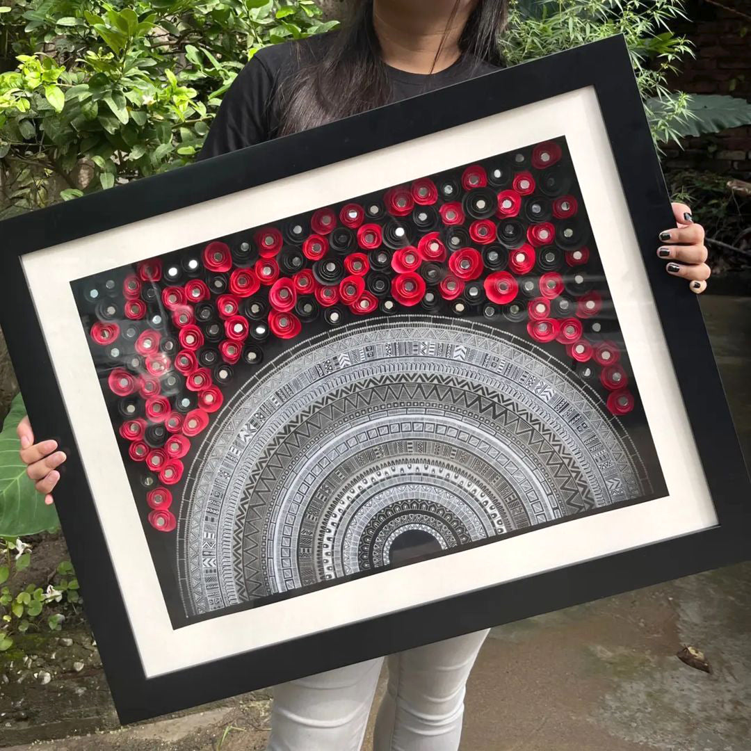 Mandala with Quilled Roses 76X60cm