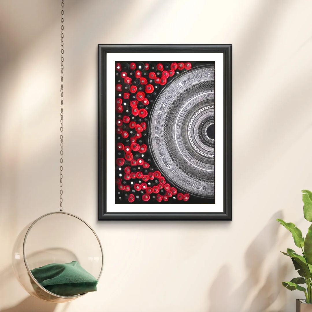 Mandala with Quilled Roses 76X60cm