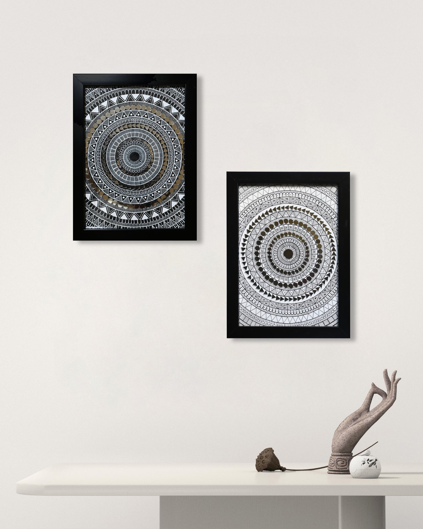 Eclipse & Lumina - Handmade Mandala Art Pieces 23x17cm - PACK OF 2