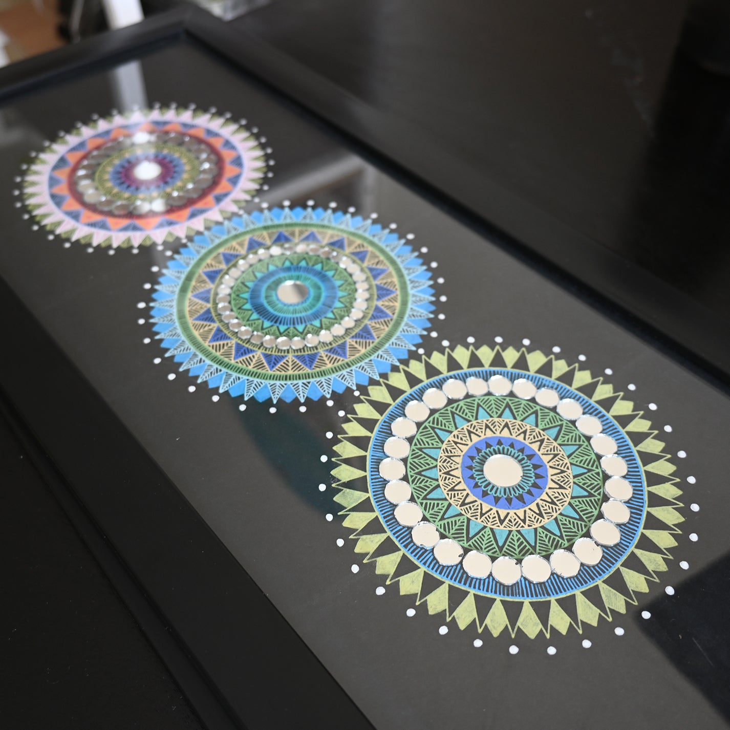 Pack of 4 Handmade Mandala Dot Paintings