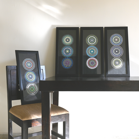 Pack of 4 Handmade Mandala Dot Paintings