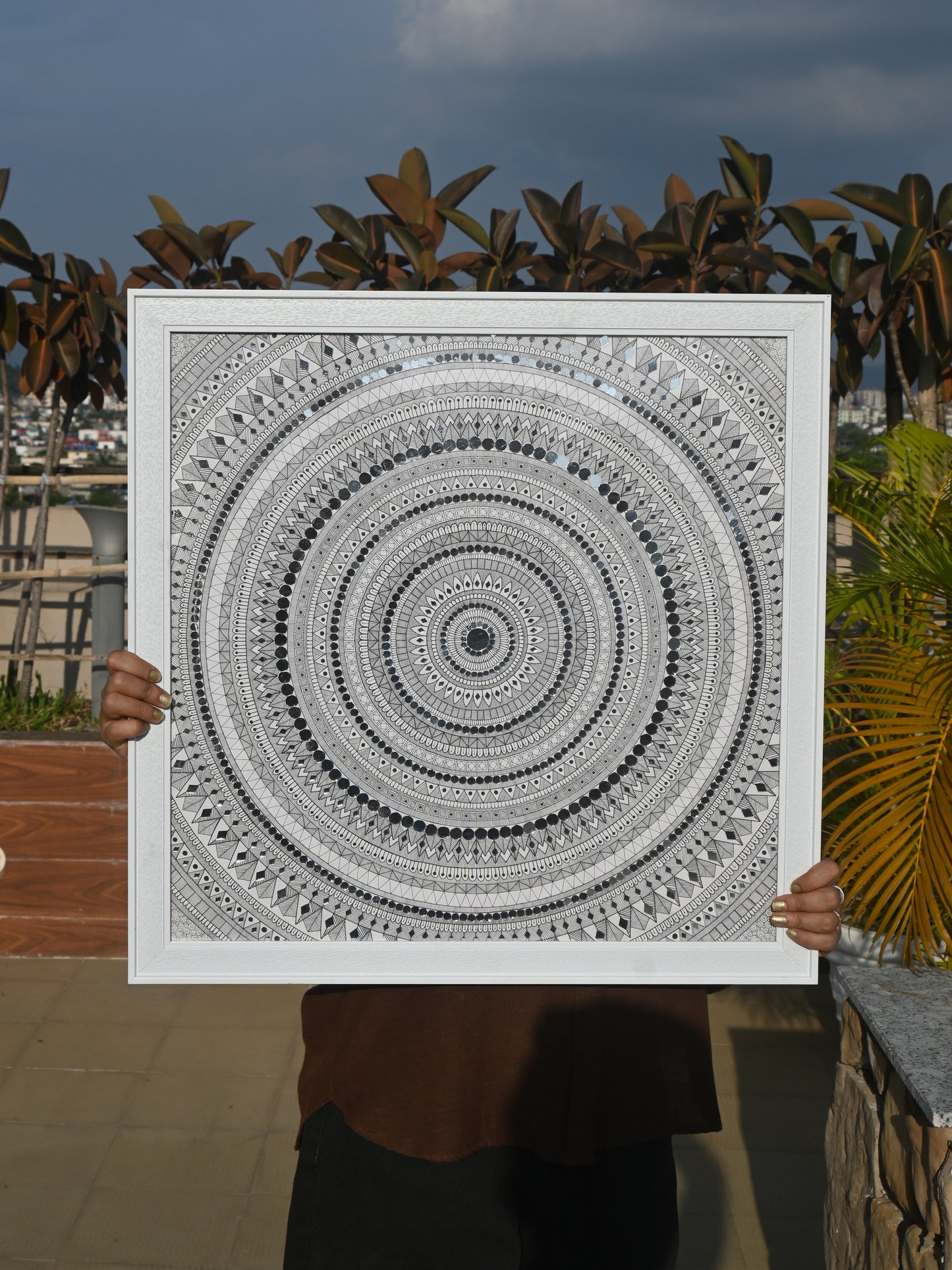 Classic BnW – Handcrafted Bohemian Mandala Wall Art - 63x63cm