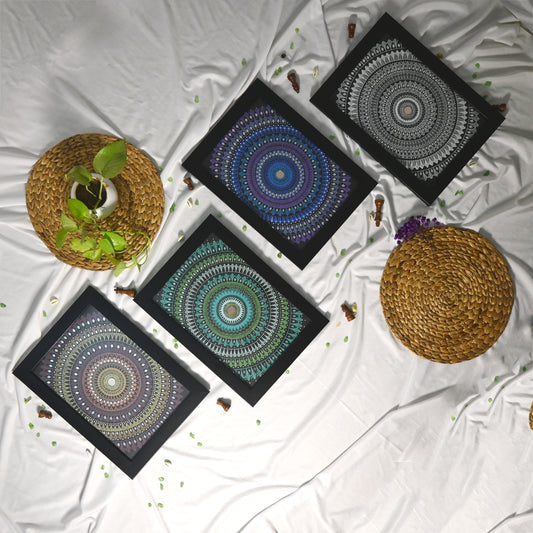 Symphony Of Circles -  Pack Of 4 Mandala Art 26x35cm