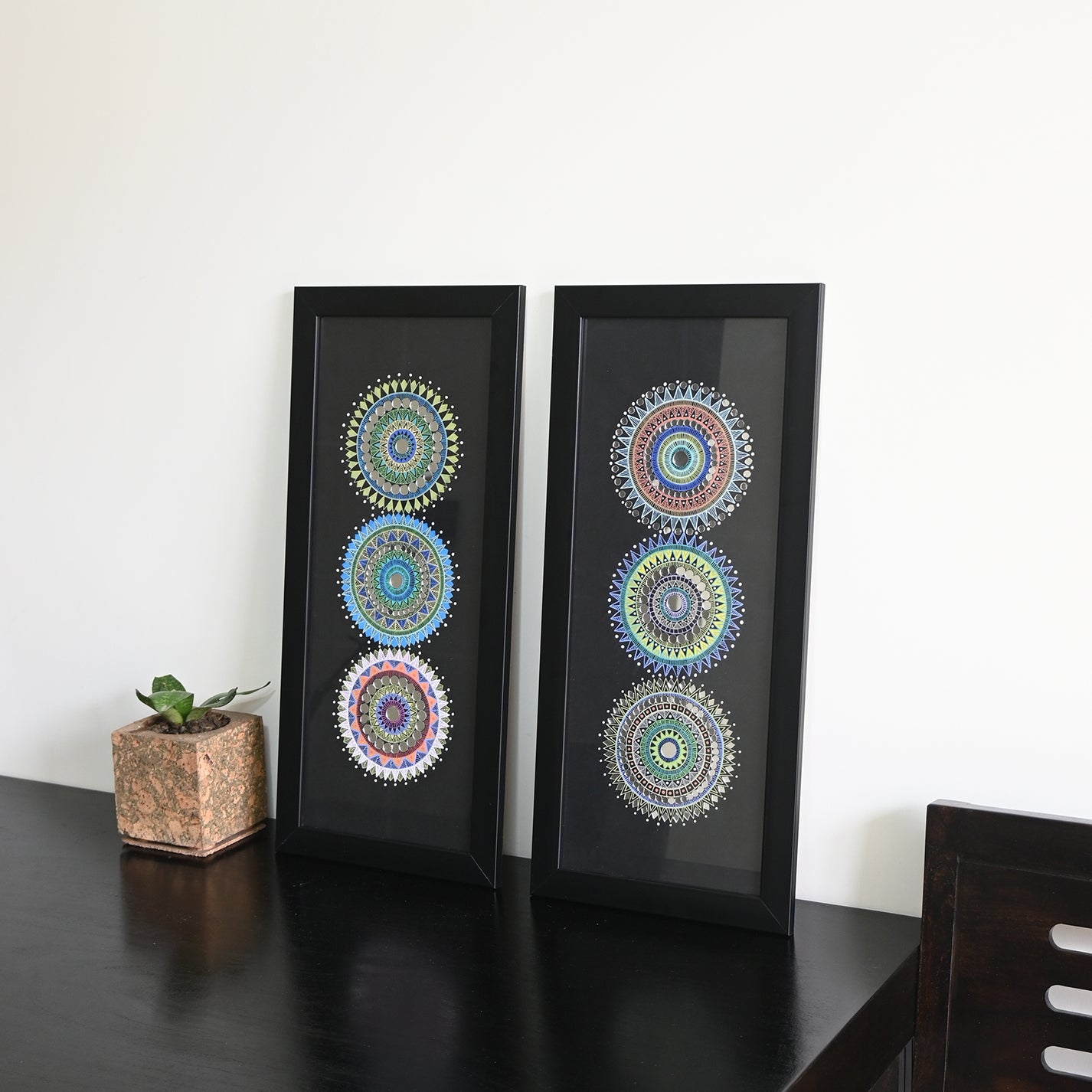 Pack of 4 Handmade Mandala Dot Paintings