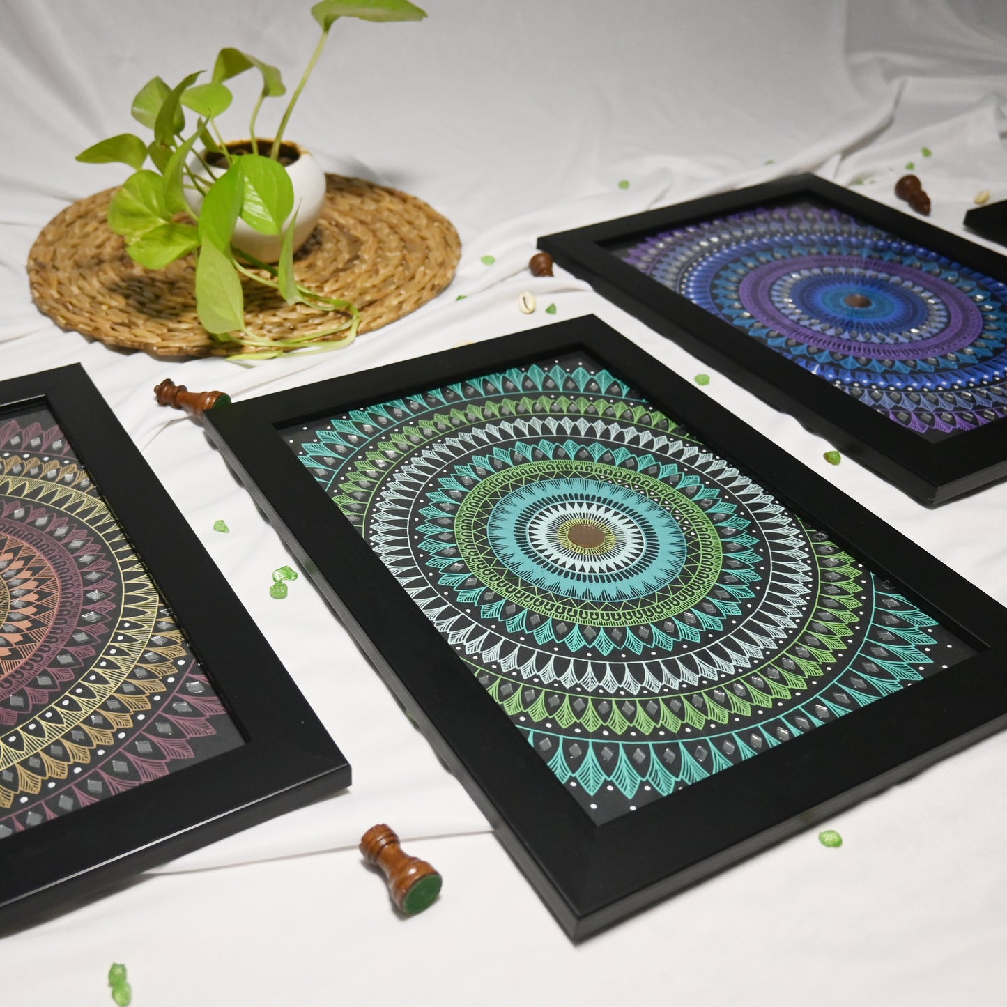 Symphony Of Circles -  Pack Of 4 Mandala Art 26x35cm