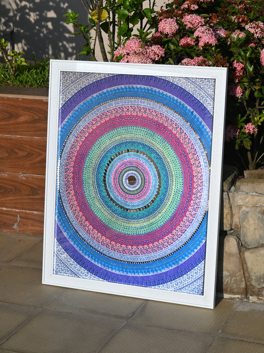 Indigo - Handmade Mandala - 77x63cm