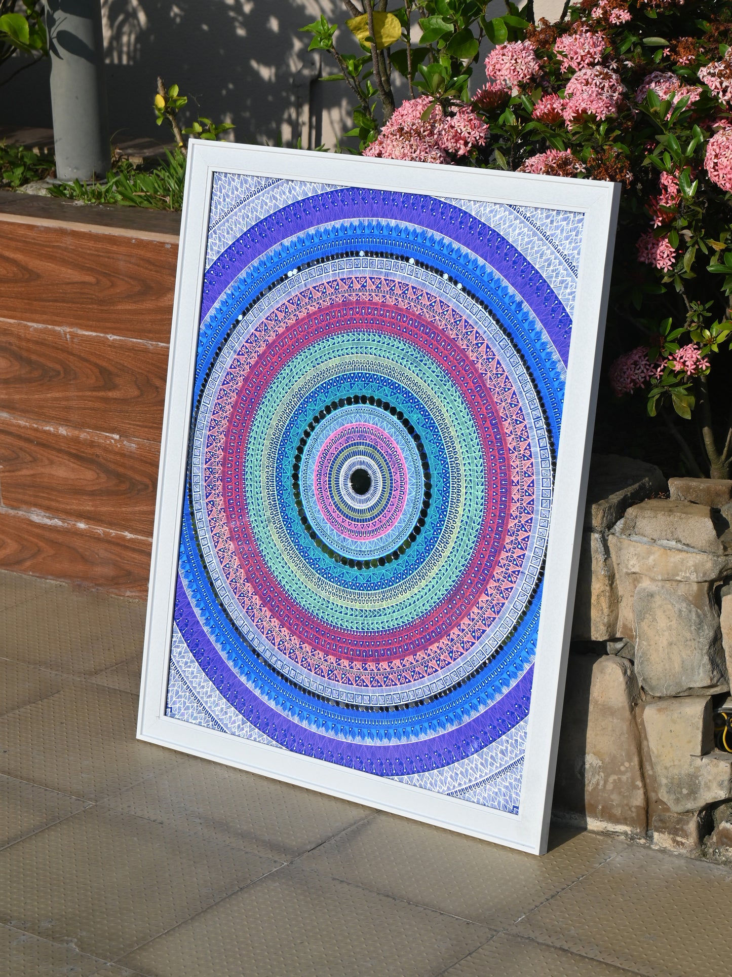Indigo - Handmade Mandala - 77x63cm