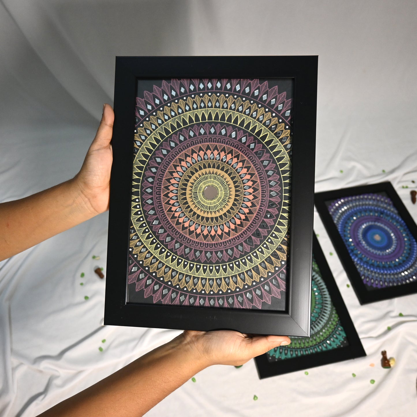 Symphony Of Circles -  Pack Of 4 Mandala Art 26x35cm