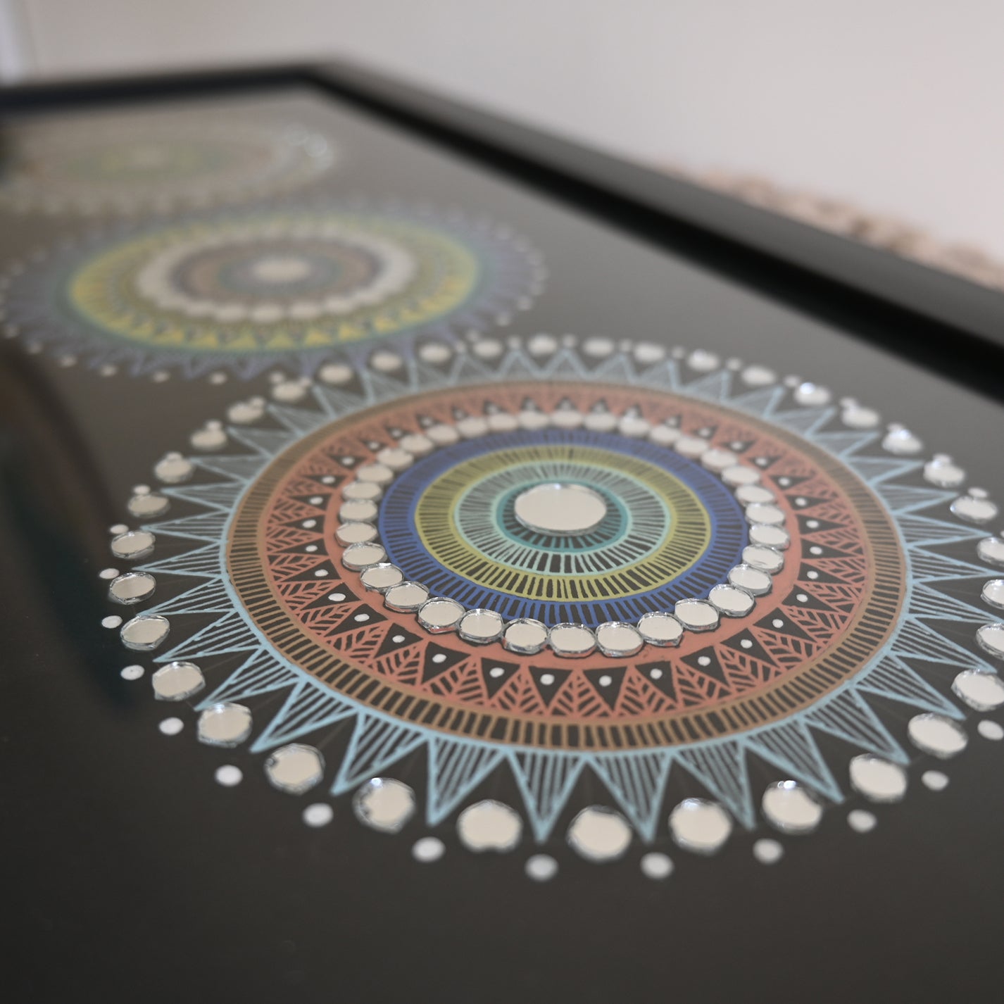 Pack of 4 Handmade Mandala Dot Paintings