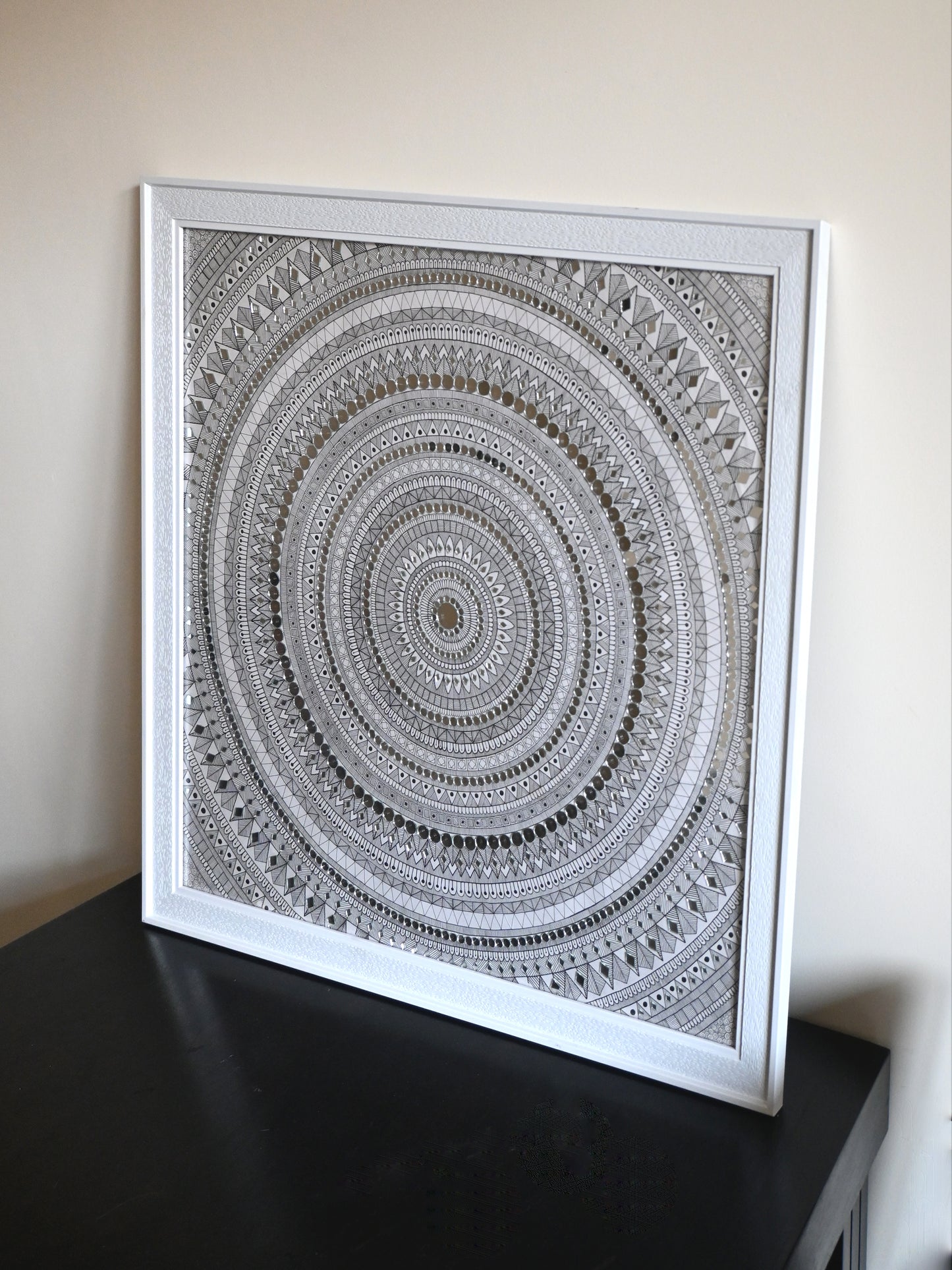Classic BnW – Handcrafted Bohemian Mandala Wall Art - 63x63cm